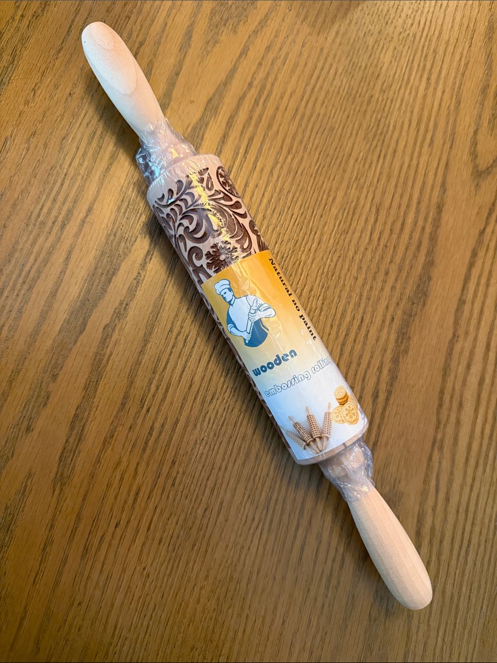Wood Rolling Pin Christmas Holiday Embossing Snowflakes